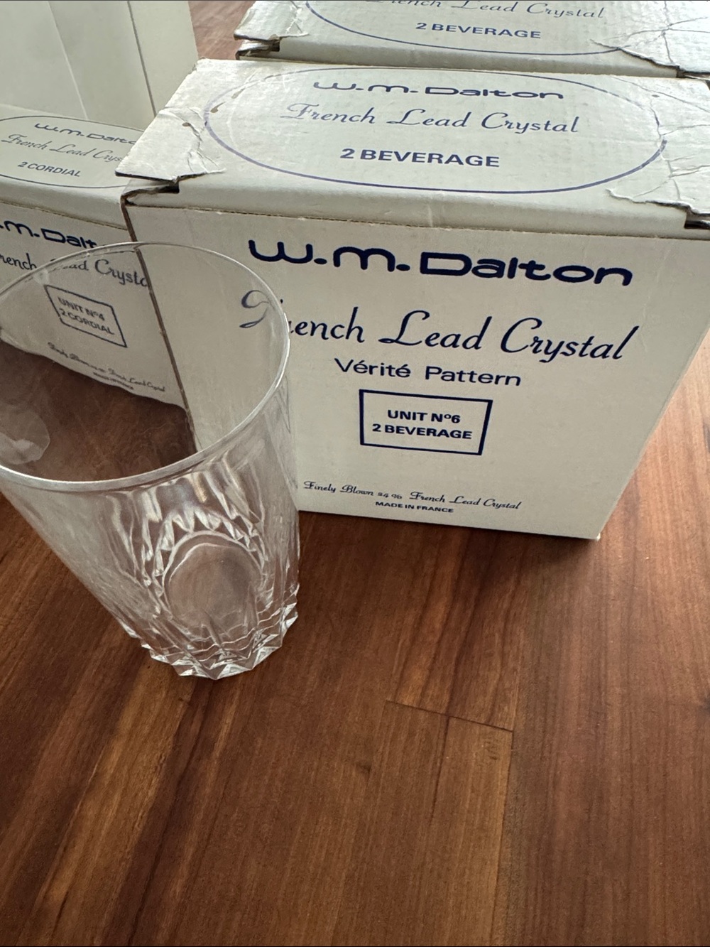 French Lead Crystal Vérité Pattern 2-Beverage Glass - Clear